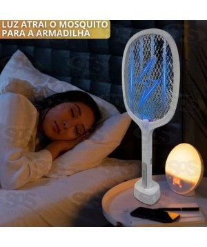 Raquete Elétrica Mata Inseto Com Base Luatek LK-DWR02