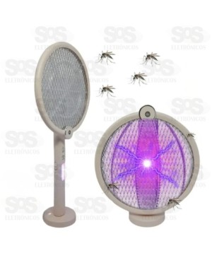 Raquete Elétrica Dobrável LED Mata Insetos Recarregável Luatek LK-DWP03