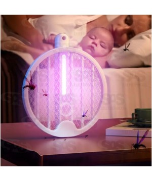 Raquete Elétrica Dobrável LED Mata Insetos Recarregável Luatek LK-DWP03