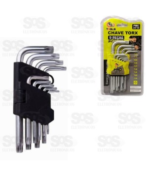 Kit Chave Torx T10 a T50 Com 9 Peças FBG-3372