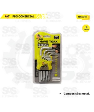 Kit Chave Torx T10 a T50 Com 9 Peças FBG-3372