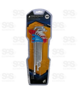 Kit Chave Torx T10 a T50 Com 9 Peças BAR-313002-6
