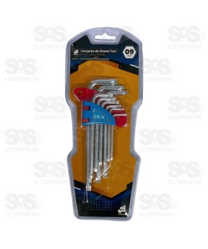Kit Chave Torx T10 a T50 Com 9 Peças BAR-313002-5