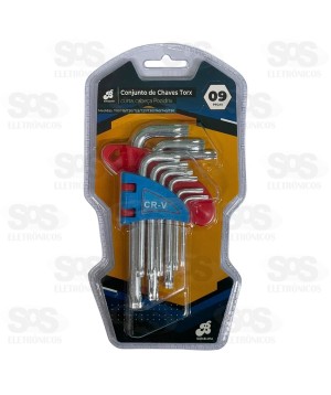 Kit Chave Torx T10 a T50 Com 9 Peças BAR-313002-4