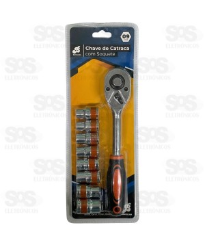 Kit Chave de Catraca Com Soquete 9 Peças BAR-326010-7