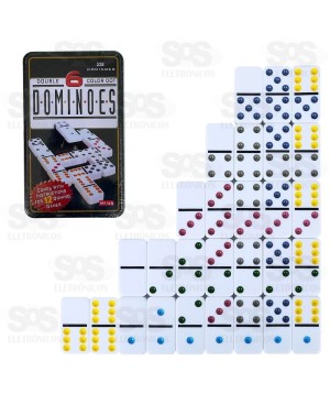 Dominó 28 Peças Coloridas Estojo de Metal MAX-69000-4