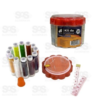Kit Costura Com 12 Linhas, 8 Agulhas e Acessórios BAR-263001