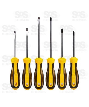 Kit de Chaves Fenda e Philips 6 Peças AT-1037