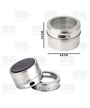 Conjunto Porta Temperos Magnéticos 4 Peças TOP1269