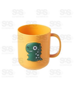 Caneca Infantil 340ml Dinossauro Fofo Cores Variadas TOP1481