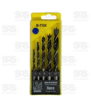 Kit De Brocas Para Madeira 5 Peças 4-10MM B-Tek BT-588