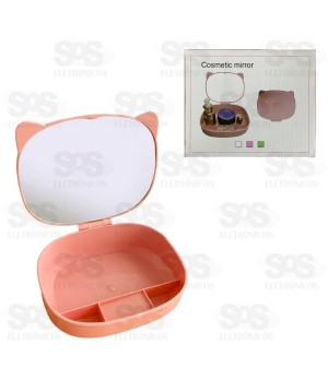 Porta Maquiagem Com Espelho 4 Divisões AL-2740