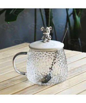 Caneca de Vidro Com Tampa e Colher 7077