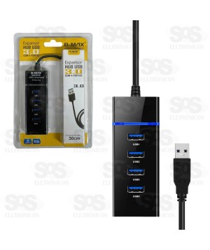 Hub 4 Portas USB 3.0 Com LED B-Max BM-8621