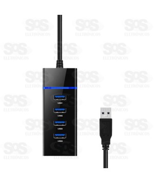 Hub 4 Portas USB 3.0 Com LED B-Max BM-8621