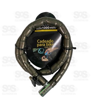 Cadeado Para Bicicleta 22mmx100cm Com 2 Chaves BT-378