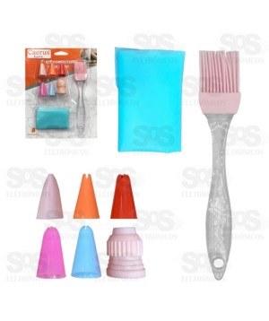 Kit Confeiteiro Silicone 8 Peças Caerus CRS-2263