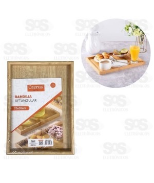 Bandeja Retangular Bambu 35x25CM Caerus CRS-2285