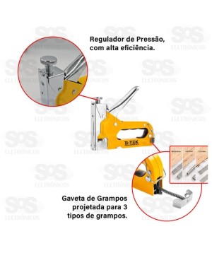 Grampeador Tapeceiro 10-14mm Profissional B-TEK BT-388