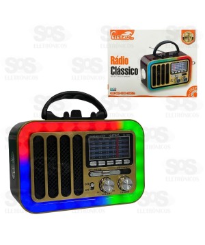 Rádio Retrô Bluetooth/FM/AM 9 Bandas Eletromex EL-1322