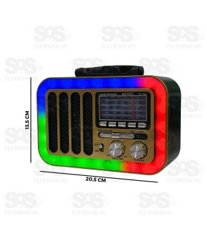 Rádio Retrô Bluetooth/FM/AM 9 Bandas Eletromex EL-1322