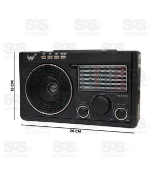 Rádio Retrô 9 Bandas Com Lanterna Altomex AD-6090