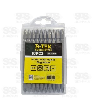 Kit De Pontas Duplas Magnetica 10 unidades de 100mm  B-Tek BT-412