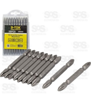 Kit De Pontas Duplas Magnetica 10 unidades de 100mm  B-Tek BT-412