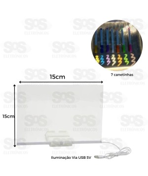 Luminaria LED Acrilico Com Caneta e Desenhos Para Colorir Altomex AL-2030