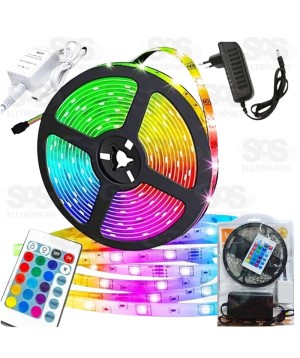 Fita de LED Colorida Com Controle e Fonte 3 Metros Altomex AL-5050
