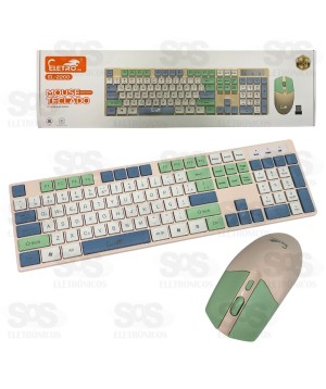 Kit Teclado e Mouse Sem Fio Eletromex EL-2200