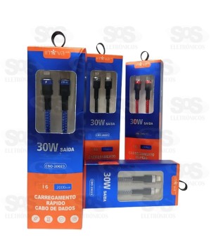 Cabo De Dados Rápido Type-C X Iphone 2 Metros 30W Inova CBO-20023