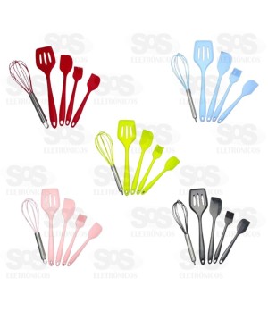 Kit Utensílios De Cozinha De Silicone Bazik Com 5 Peças Wu-337