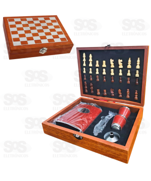 Jogo de Xadrez e Kit Bebida Luatek LK-CD24