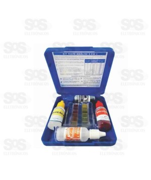 Kit Teste 3 em1 Medidor de Cloro,PH e Alcalinidade da Água