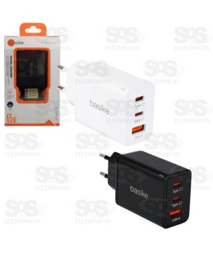 Fonte de Parede 65w 1 USB e 2 USB-C Basike BA-Car049