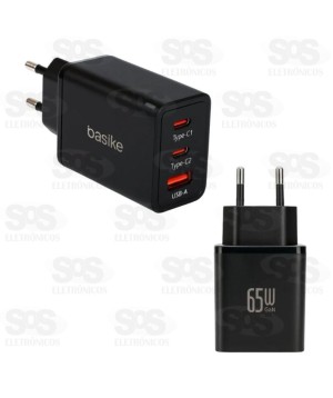 Fonte de Parede 65w 1 USB e 2 USB-C Basike BA-Car049