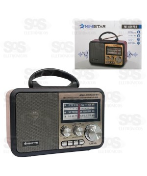 Rádio Retrô Portátil 5W Bluetooth Ministar MS-8897BR