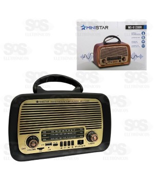 Rádio Retrô Portátil 5W Bluetooth Ministar MS-8128BR
