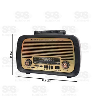 Rádio Retrô Portátil 5W Bluetooth Ministar MS-8128BR