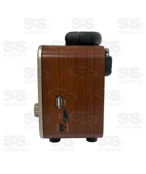 Rádio Retrô Portátil 5W Bluetooth Ministar MS-8091BR