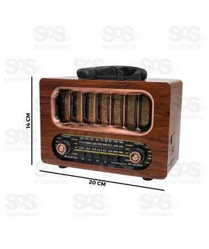 Rádio Retrô Portátil 8W Bluetooth Ministar MS-6636BR