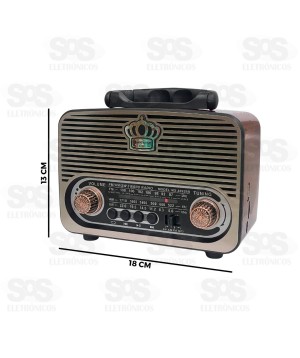 Rádio Retrô Portátil 5W Bluetooth Ministar MS-8092BR