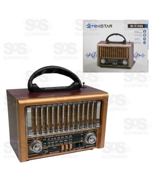 Rádio Retrô Portátil 5W Bluetooth Ministar MS-8135BR