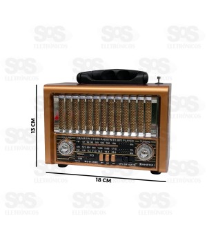 Rádio Retrô Portátil 5W Bluetooth Ministar MS-8135BR