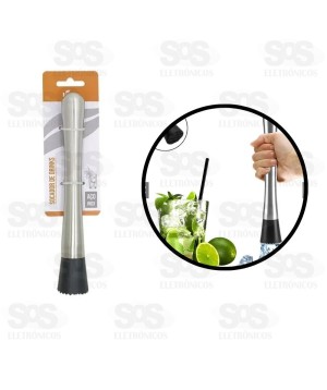 Socador Para  Drinks 20,5cm em Aço Inox Livon 5104