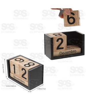 Calendário Cubos Decorativo 8x13cm em MDF 6649