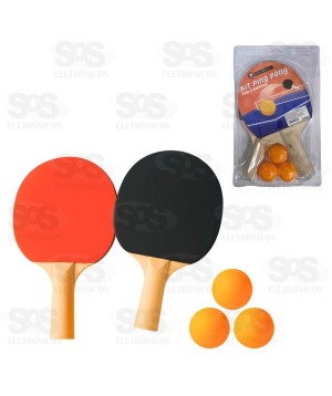 Kit 2 Raquetes e 3 Bolas Ping Pong Hai Brasil AIH1383