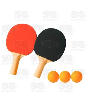 Kit 2 Raquetes e 3 Bolas Ping Pong Hai Brasil AIH1383