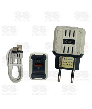 Carregador Turbo USB+PD 20W Cabo Type C Kaidi KD-691C